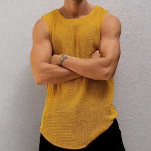 European and American Men's Casual Summer Sweater Vest New Thin Knitted Solid Color Top
