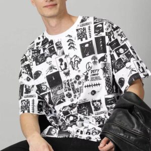 Men V Neck Screen Printed T Shirt New Look Trendy Outfit Stock Men Screen Printed T Shirt