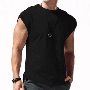 Men's Summer Casual O-Neck T-Shirt Sleeveless Design Leisure Running Fitness Sports Solid Color Tank Top for Men