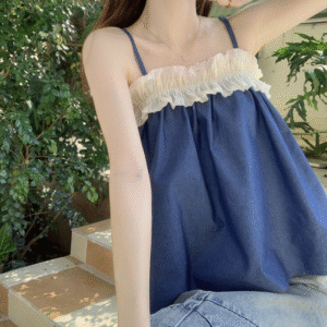 Summer Ruffle Patchwork Camisole Female Halter Tops Women's Pullover Tank Top Fashion Tank Top Casual Strap Cami