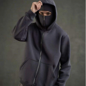 Men's casual zipper off shoulder hoodie solid color pullover sweatshirt long sleeved warm and loose oversized double hood hoodie