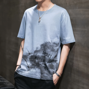 Summer men's T-shirt printed top T-shirt plus size men's casual short sleeved round neck T-shirt