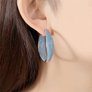 Blue cubic zircon declaration ear geometric fashion design hook alloy copper Moistone Valentine's Day earrings