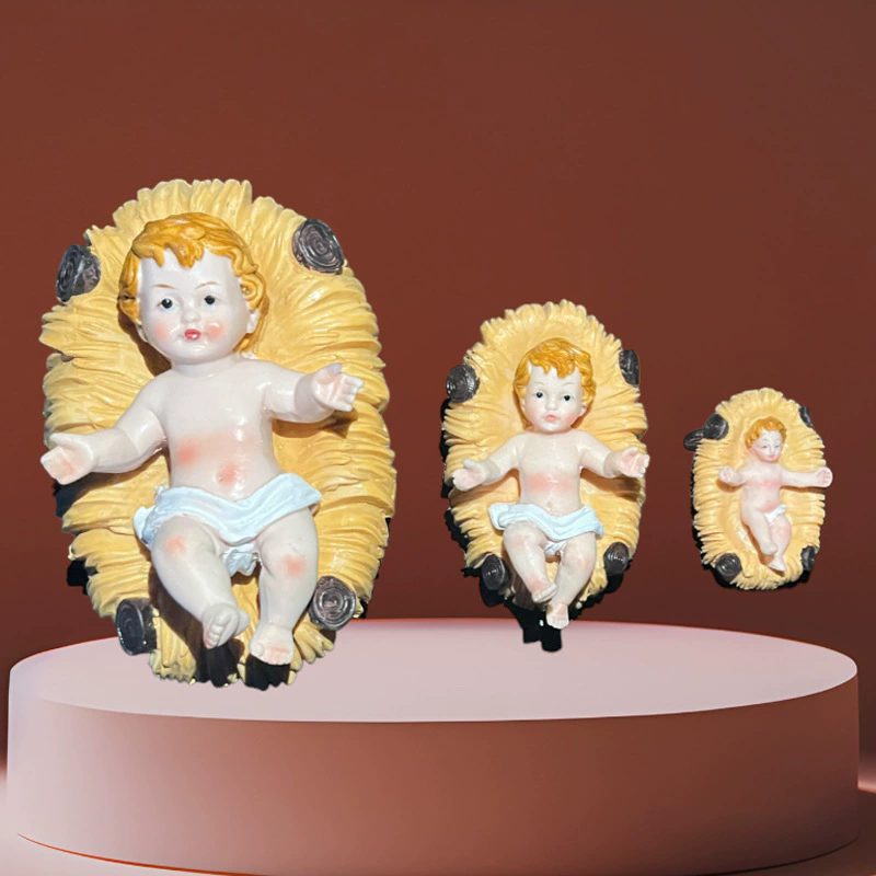 Christmas decorations, Catholic gifts, Nativity manager scene statue, resin holy children's decorations, Holy Infant Jesus Christ statue - Image 6