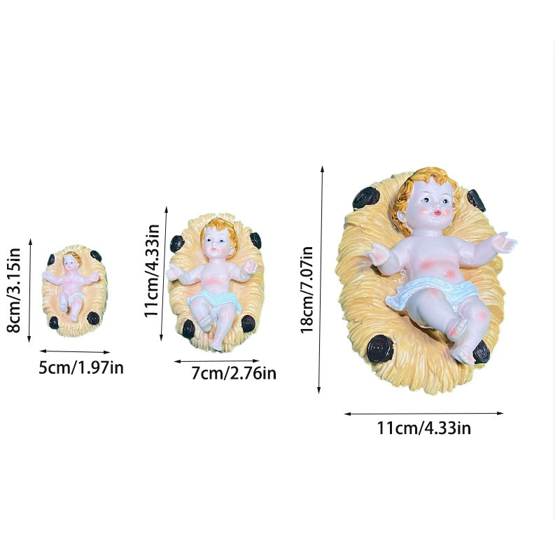 Christmas decorations, Catholic gifts, Nativity manager scene statue, resin holy children's decorations, Holy Infant Jesus Christ statue - Image 2