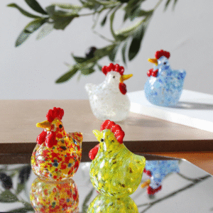 Multi colored creative handmade glass chicken and small animal ornaments for home decoration, unique glass crafts