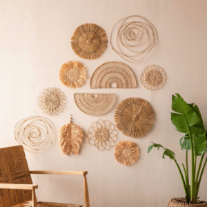 Home or dining room use, living room use, handmade eco-friendly rattan marigold wall decoration basket vase