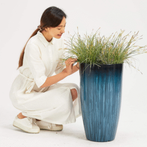 Worth Garden Flower Pots 2 PCS Plastic Flower Pots Tall Elegant Glazed Indoor Flower Pots and Planters