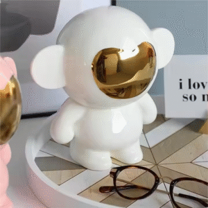 Contemporary Ceramic Home Decor Set Modern Sculptures with Gold Accents for Luxury Living Room Decoration