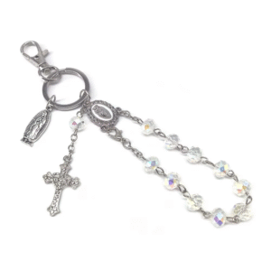 Crystal Beaded Cross Pendant Metal Keychain Bag Hanging Ornaments Mobile Phone