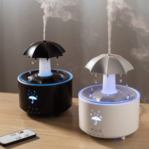 Unique Products Water Drop Household Big Fog Umbrella Rotate Cloud Aroma Diffuser Led Light Essential Oil Humidifier