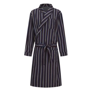 Men's 100% Cotton Nightgown Long Sleeve Striped Robes Pajamas
