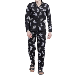 Quick Dry Full Sleeve Men's Night Suit Unique Fashionable Design 100% Cotton Pajama Set Latest Style